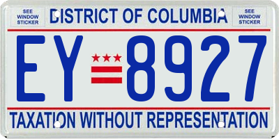 DC license plate EY8927