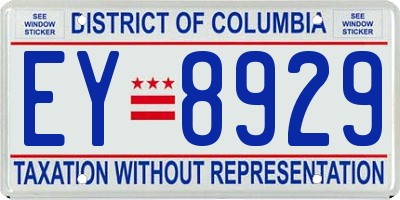 DC license plate EY8929