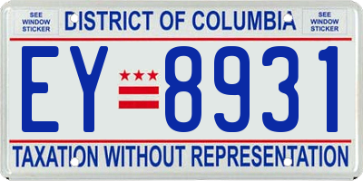 DC license plate EY8931