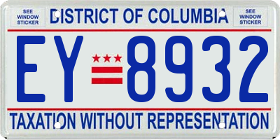 DC license plate EY8932