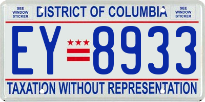 DC license plate EY8933