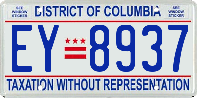 DC license plate EY8937