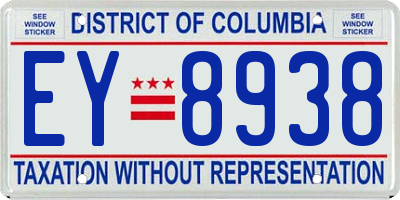 DC license plate EY8938