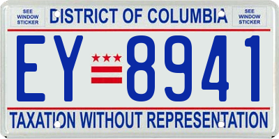 DC license plate EY8941