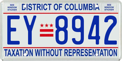 DC license plate EY8942