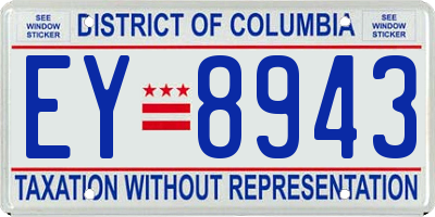 DC license plate EY8943