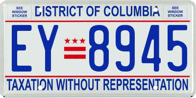 DC license plate EY8945