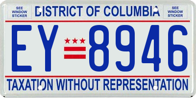 DC license plate EY8946