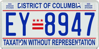 DC license plate EY8947