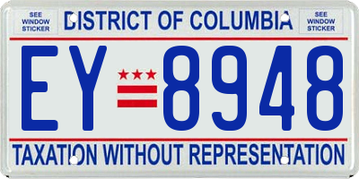 DC license plate EY8948