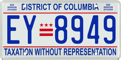 DC license plate EY8949