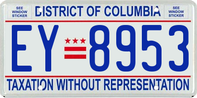 DC license plate EY8953