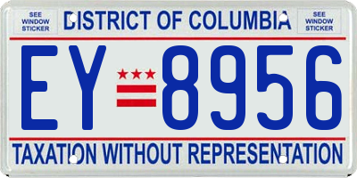 DC license plate EY8956