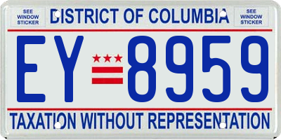 DC license plate EY8959