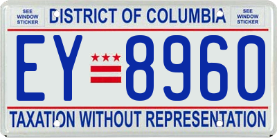 DC license plate EY8960