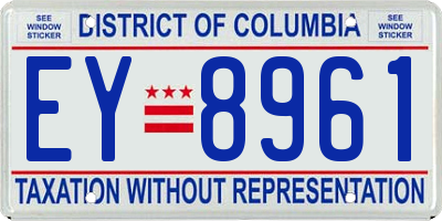 DC license plate EY8961