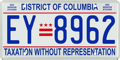 DC license plate EY8962