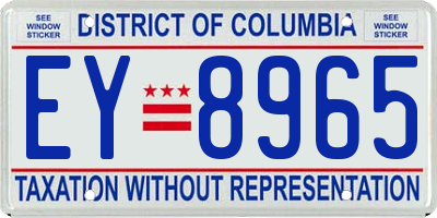 DC license plate EY8965