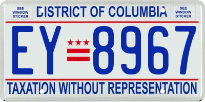 DC license plate EY8967