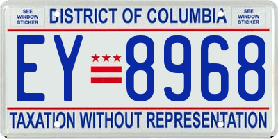 DC license plate EY8968