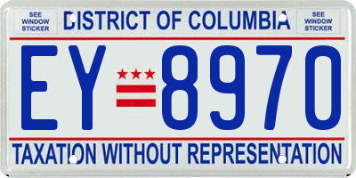 DC license plate EY8970