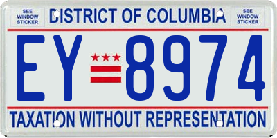 DC license plate EY8974