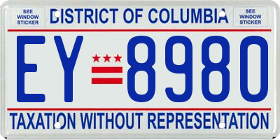 DC license plate EY8980