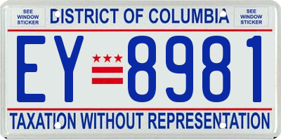 DC license plate EY8981