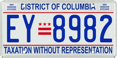 DC license plate EY8982