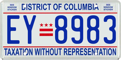 DC license plate EY8983