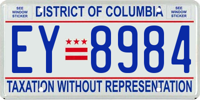 DC license plate EY8984