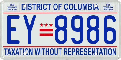 DC license plate EY8986