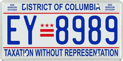 DC license plate EY8989