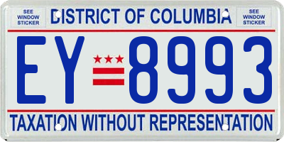 DC license plate EY8993