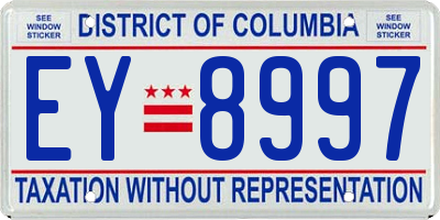 DC license plate EY8997