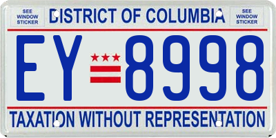 DC license plate EY8998