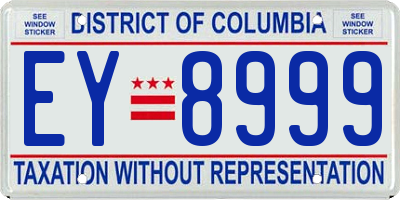 DC license plate EY8999