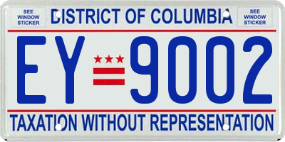 DC license plate EY9002