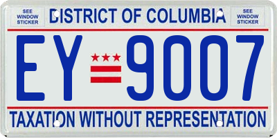 DC license plate EY9007