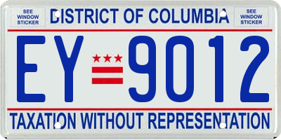 DC license plate EY9012