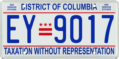 DC license plate EY9017