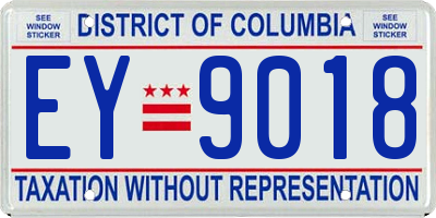 DC license plate EY9018