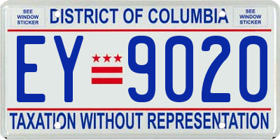 DC license plate EY9020