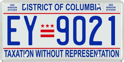 DC license plate EY9021