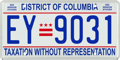 DC license plate EY9031