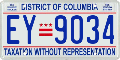 DC license plate EY9034