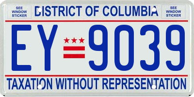 DC license plate EY9039