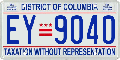 DC license plate EY9040