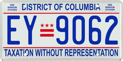 DC license plate EY9062