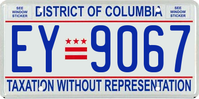 DC license plate EY9067